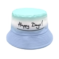 Dettaglio cappello pescatore sfumato blu-verde per bambini con scritta Happy Days e cuciture - 52cm-54cm / Gradiente Blu Verde (Happy Days!)