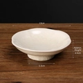 Creamy white Ru-kiln style ceramic tea tray with ice-crack glaze pattern 13cm diameter - Ru White-Six Petals
