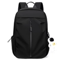 Waterproof black nylon backpack for commute featuring a cute astronaut doll charm - Single Bag / Black
