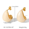 Dimensions détaillées des boucles d'oreilles vintage goutte en résine crème et acier doré - Clous Goutte (HC-E10788-WT) / crème