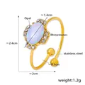 Detail of opal and rhinestone gold ring showing dimensions of 2.4cm height and 1.2g weight - Size 7 (Adjustable) / Gold Oval Style (A139)
