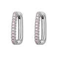 Chic silver rectangular earrings with micro-pave pink cubic zirconia inlay - Silver - Double Row Pink Zircon