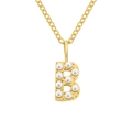 Collana con pendente iniziale B in acciaio dorato con eleganti inserti di perle - Lettera B - Oro