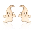 Detailed view of gold ghost earrings with a polished finish for Halloween style - Chibi Ghost (254) / Gold