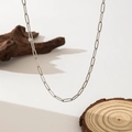Silver-colored double-layer paperclip chain bracelet made of durable stainless steel - 24【h153】cross Chain Necklace Steel Color