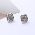 Square silver-tone alloy stud earrings featuring micro-paved sparkling cubic zirconia - D35 Silver Neutral Square