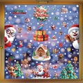 3D Merry Christmas static window stickers with Santa Claus, Snowman and Reindeer motifs - 8-Pack Mega Set Deluxe Christmas Decals
