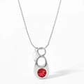 Silver infinity necklace with vibrant red gemstone and white pearl pendant detail - Silver Necklace - Red Zircon (PDD155)