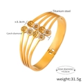 Golden multi-layer titanium steel cuff bracelet with tree of life and Czech diamonds - Z158-Tree of Life Hollow-Gold Color