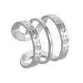 Three-tier minimalist silver ear cuff with hammered and polished stainless steel texture - Adjustable Spiral Hammered Style / Silver