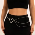 Catena corpo argento multistrato con pendente a cuore in strass scintillanti - Argento