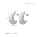 Boucles d'oreilles croissant creux en argent acier inoxydable taille 25mm par 10,5mm - Paire d'argent