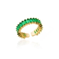 Adjustable gold ring featuring a row of emerald green rectangular zircon stones - Adjustable Open / Emerald Green