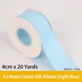 Light blue matte cotton ribbon roll 4cm wide for gift wrapping and floral bouquets - Matte Cotton Silk / 4.0cm Wide * 20 Yards / Light Blue