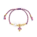 Boho-Armband aus Baumwolle mit buntem Pilzanhänger und Perlen-Quasten-Design - Violetter Pilz/Rosa Blau Violett Mischschnur