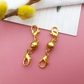 Pair of gold-plated spherical magnetic lobster clasps for DIY jewelry necklace making - Gold Smooth Ball Magnetic Clasp / 6x37mm