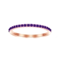 Rose gold stackable ring featuring a line of vibrant purple zircon stones - June Purple - Rose Gold