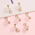 Faceted 4mm transparent glass beads with gold ring pendants for DIY jewelry making - Iridescent Bicone Bead