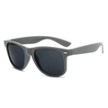 Matte grey square frame sunglasses with black polarized lenses and metal rivet accents - Grey Frame