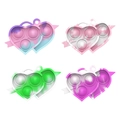 Rainbow double heart pop-it keychain fidget toy in four assorted marbled colors - Arrow Through Heart Pop 6.0*3.7cm