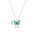 Collana in acciaio al titanio con ciondolo a farfalla blu-verde sfumato e foglia d'oro - Catena d'Argento Farfalla Sfumata Blu Verde