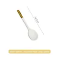Japanese style white ceramic soup spoon with gold plating, 16.5cm elegant tableware - Gold Plated Japanese Soup Spoon