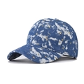 Stylish blue and white tie-dye baseball cap featuring golden star and moon embroidery - Starry Blue