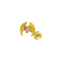Clou d'oreille cartilage cœur doré avec ailes et zircon cubique étincelant sur fond blanc - Style Ailes Cœur Doré (24042601-13)