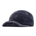 Cappellino 5-panel in velluto a coste blu navy vintage con visiera corta lavata - Regolabile / Blu navy