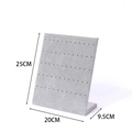 Grey velvet L-shaped earring display stand with 25cm height and 20cm width dimensions - Small Earring Board / Gray