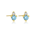 S925 sterling silver birthstone earrings in gold finish with sky blue topaz stones - December/Sky Blue
