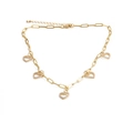 Collier chaîne trombone doré avec breloques cœur ajourées et zircons brillants - 1H Pendentif Cœur Évidé