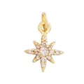 Gold plated copper star pendant with white zircon stones and size dimensions - Pave Octagonal Star / M609082-Gold