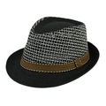 Chapeau Fedora noir respirant pour hommes avec ruban rayé pour protection solaire extérieure - Adulte Taille Unique 58cm / Noir