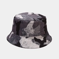 Detailed close-up of camouflage bucket hat showing grey patterns and reinforced brim stitching - Grey Camouflage Pattern (4#色)