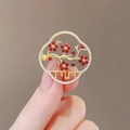 Elegant gold plum blossom brooch with red gemstones and sparkling rhinestones - 329# Plum Blossom