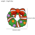 Christmas wreath enamel brooch with red bow and colorful ornaments, size 31mm x 31mm - Christmas Wreath
