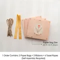 Pink tulip and peach print gift bags with yellow ribbons, size 22x10x20cm, 3-pack set - ZD5002 Flower Sentiment-M Thanks (Set of 3)