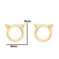 Close-up of golden cat ear stud earrings measuring 8mm by 8mm on white background - Cat Ear Shape (387) / Gold