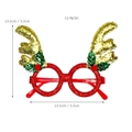 Red glitter Christmas glasses with gold reindeer antlers and holly leaf party decoration - Gold Glitter Coarse Powder Antlers Glasses