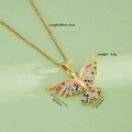 Collana con ali d'angelo dorate e strass colorati con pendente a forma di uccello - Oro con Strass Multicolore (798)