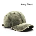 Retro washed denim baseball cap in army green finish with distressed vintage style - Army Green