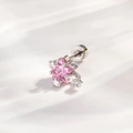 Pink star zircon stud earring in silver stainless steel with screw back on white fabric - Pink Star Shape (A855-3#)