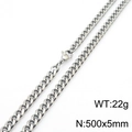 Titanstahl Silberne Panzerkette Halskette für Herren und Damen, Größe 500x5mm - 5mm*500mm(KN233047-ZZ)
