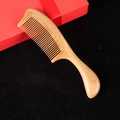 Natural sandalwood comb with curved handle and fine teeth on black velvet with gift box - Style 16/20*5.5*1cm