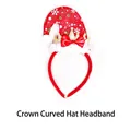Christmas headband featuring a red Santa hat with a gold sequin crown and a red bow - TK-15-1 (Crown Curved Hat Headband - Snowflake Style)