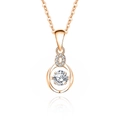 S925 sterling silver heartbeat necklace with dancing moissanite pendant in rose gold finish - Moissanite White Diamond (Rose Gold Color) (FDTD-008) / 925 Silver