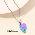 Rainbow heart pendant necklace in 24x16mm size with iridescent vacuum plated finish - Irregular Double Heart / Colorful