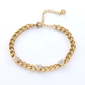Elegante bracciale a cuore dorato con ciondoli in strass e catena a maglie grandi - Oro