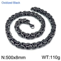 Oxidized black byzantine titanium steel necklace for men, 8mm wide and 500mm long - 8mm Oxidized Black